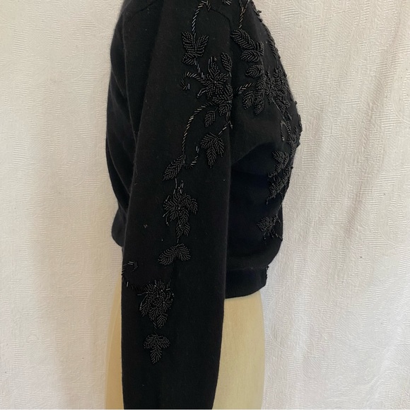 Vintage rare black jet beaded cardigan. XS - Picture 3 of 10